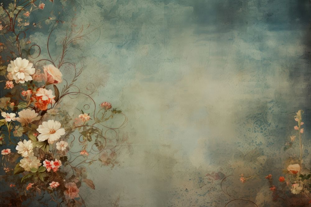 Vintage background backgrounds painting flower. AI generated Image by rawpixel.