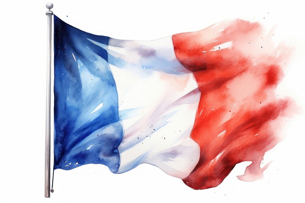 French flag white background independence patriotism. 