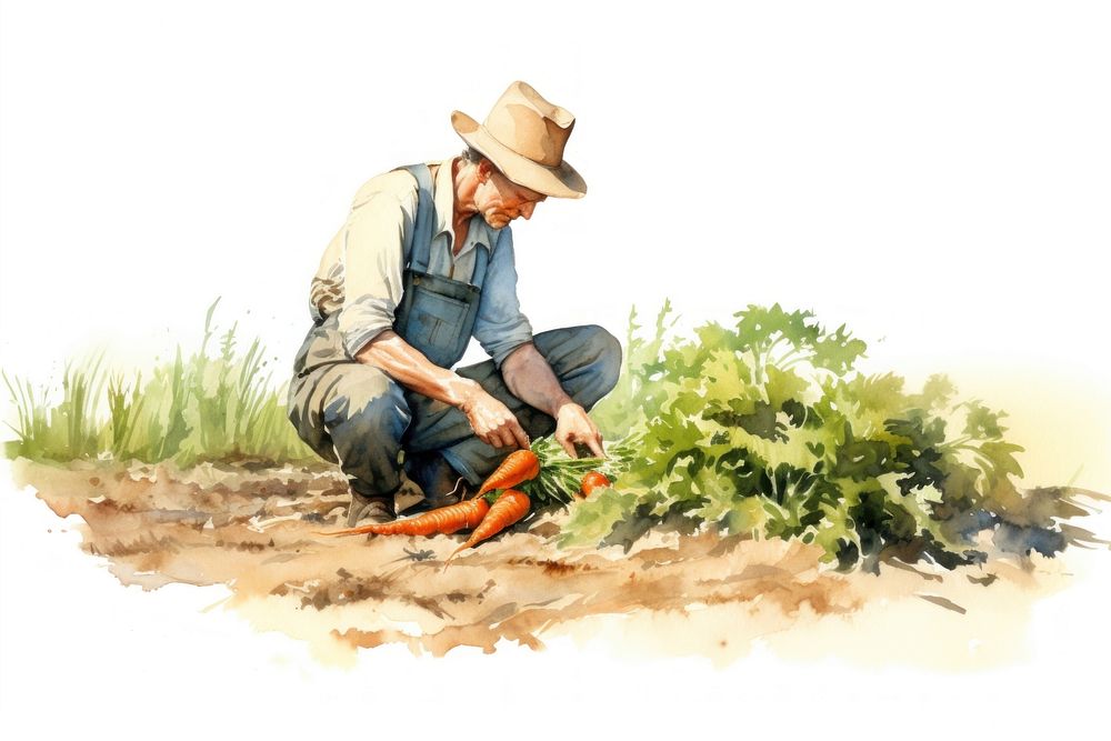 Farmer picking a carrot gardening outdoors adult. AI generated Image by rawpixel.