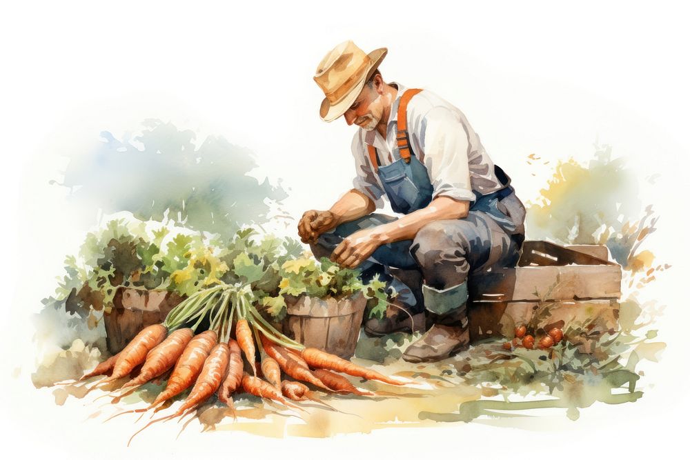 Farmer picking a carrot vegetable outdoors harvest. AI generated Image by rawpixel.