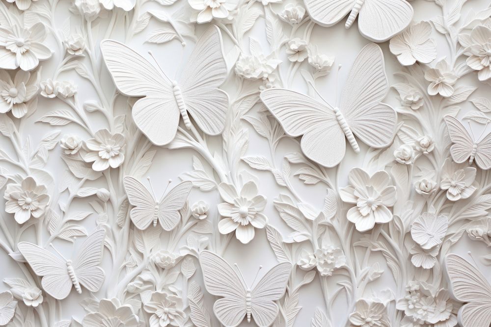 Butterfly white backgrounds pattern. AI generated Image by rawpixel.