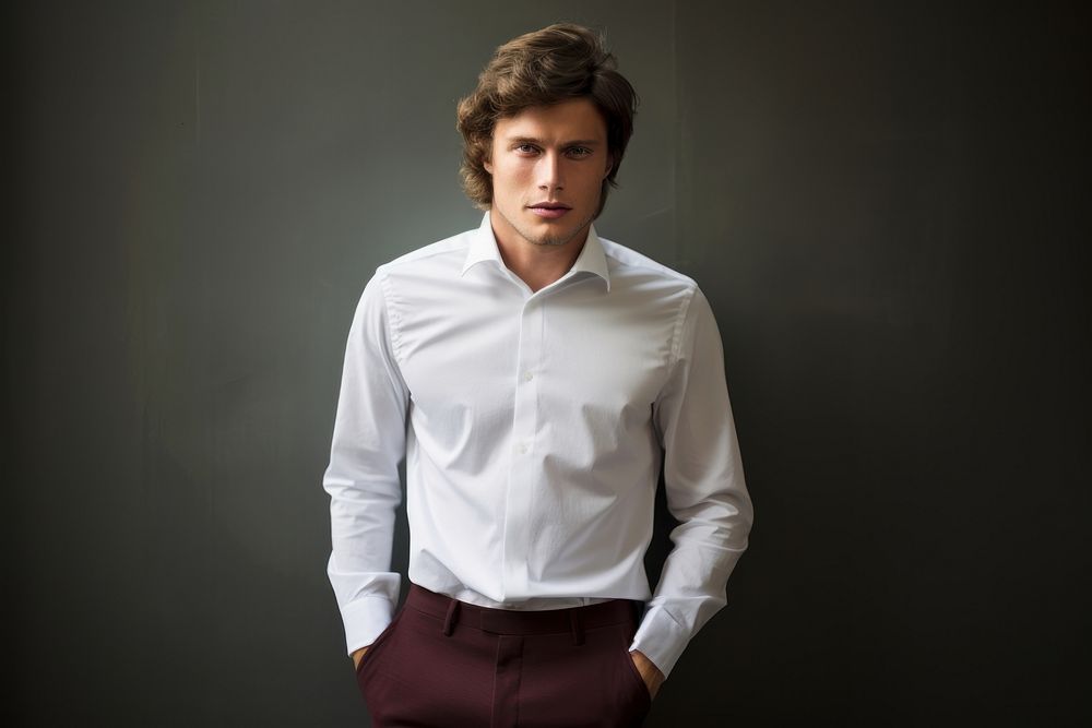 White shirt adult contemplation hairstyle. AI generated Image by rawpixel.