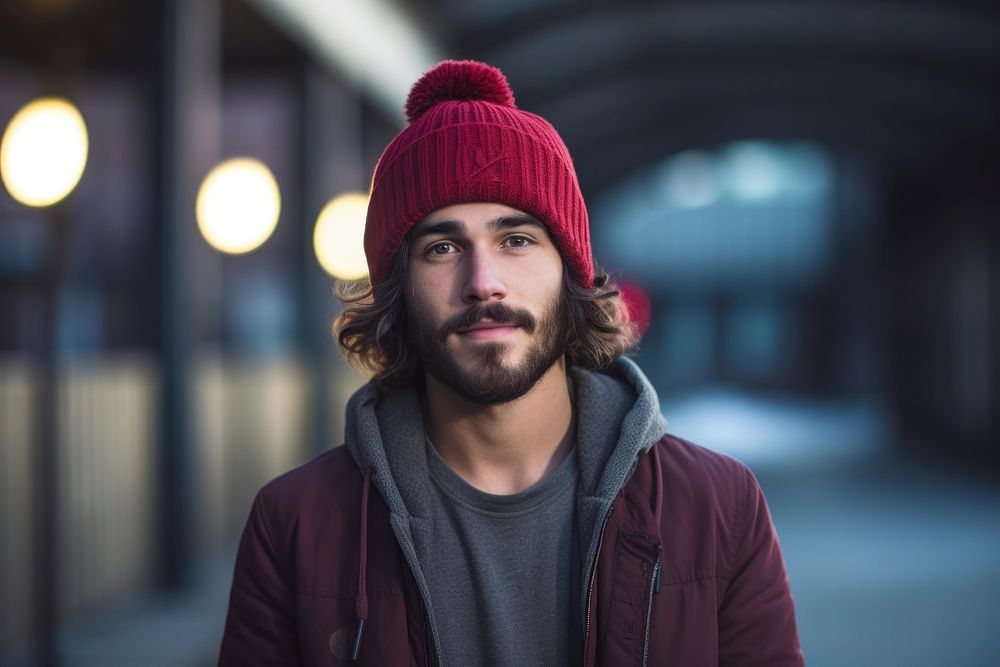 A human wearing beanie portrait adult individuality. AI generated Image by rawpixel.