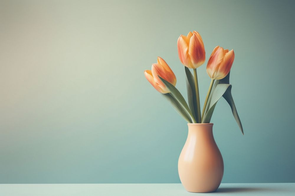 Tulip flowers plant vase inflorescence. AI generated Image by rawpixel.