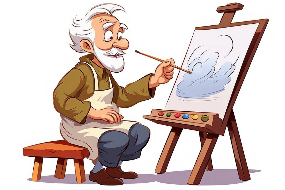Artist painting drawing cartoon brush. AI generated Image by rawpixel.