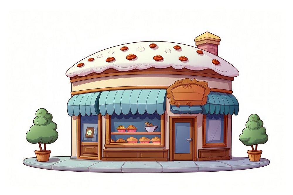 Bakery cartoon architecture building. AI generated Image by rawpixel.