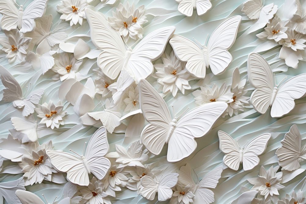 Butterflies white art backgrounds. AI generated Image by rawpixel.