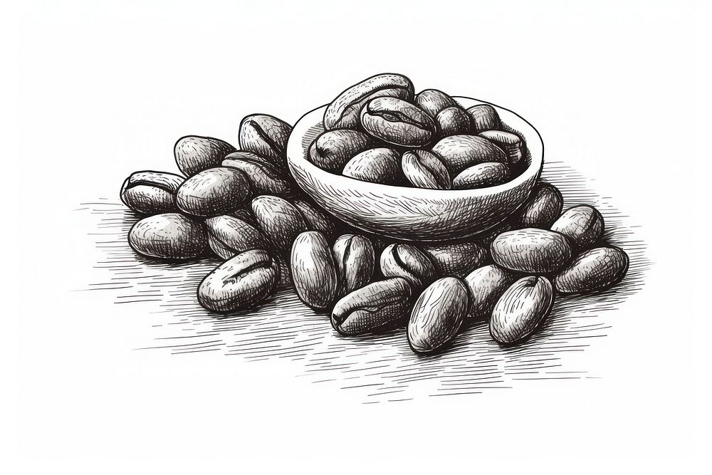 Coffee bean drawing sketch food. AI generated Image by rawpixel.