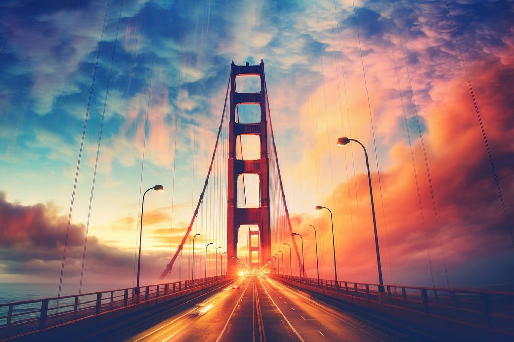 Golden Gate Bridge bridge outdoors landmark. AI generated Image by rawpixel.