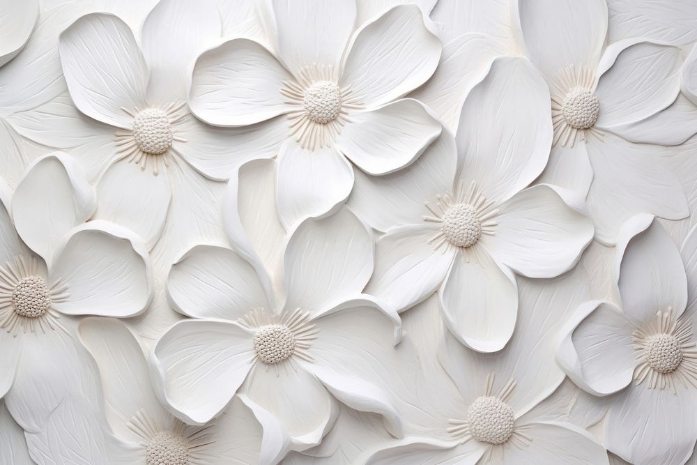 Flower white backgrounds pattern. AI generated Image by rawpixel.