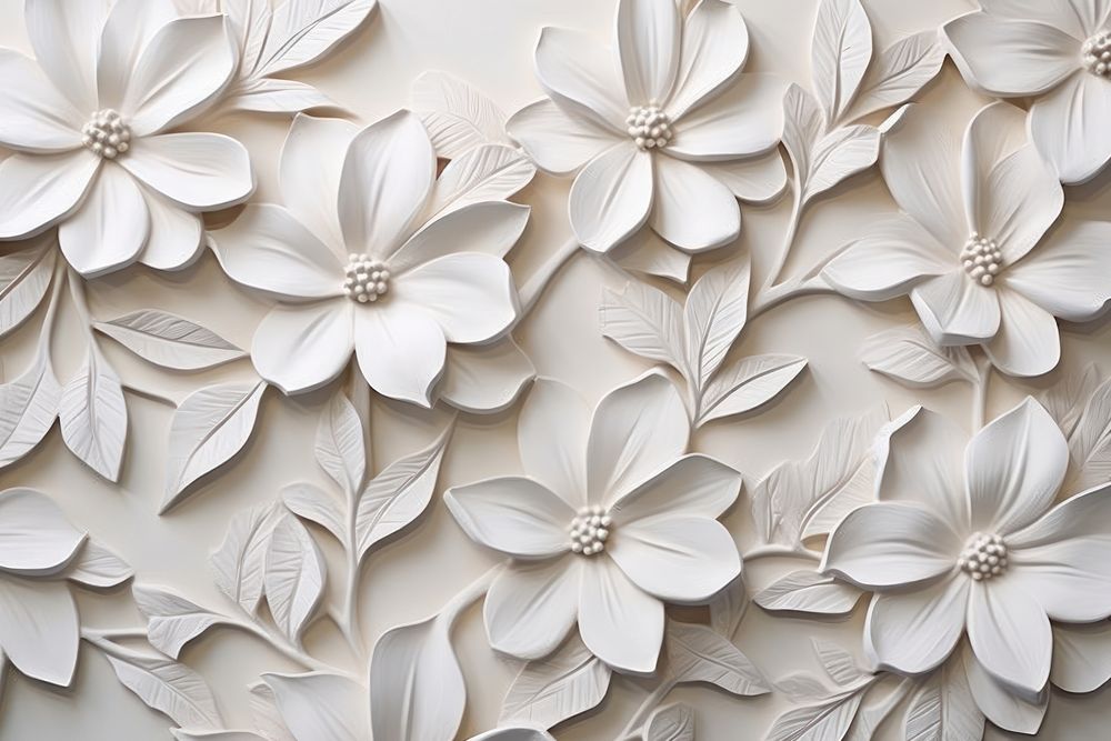Flowers art relief white. AI generated Image by rawpixel.