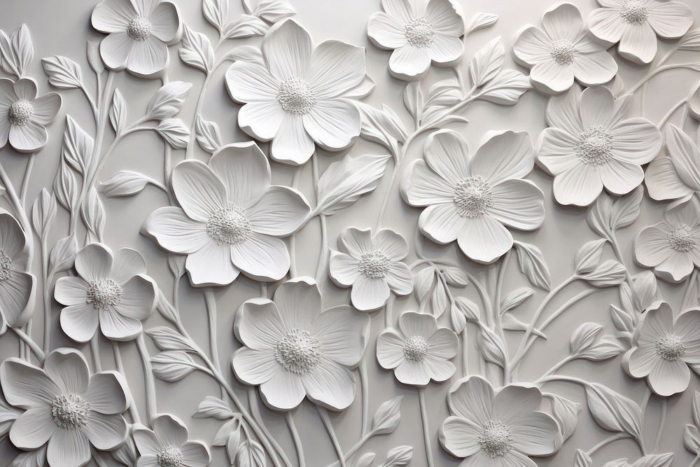Flowers white art backgrounds. AI generated Image by rawpixel.