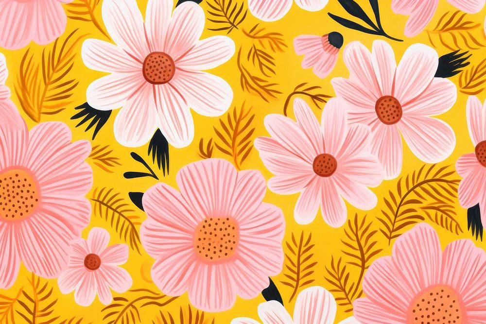 Flower backgrounds pattern yellow. AI generated Image by rawpixel.