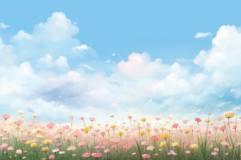 Flower field backgrounds grassland landscape. AI generated Image by rawpixel.