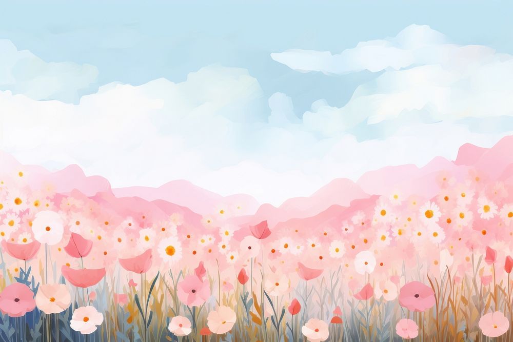 Flower field backgrounds landscape outdoors. AI generated Image by rawpixel.