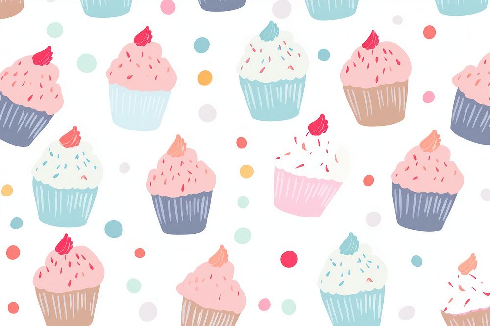 Cupcake backgrounds dessert pattern. AI generated Image by rawpixel.