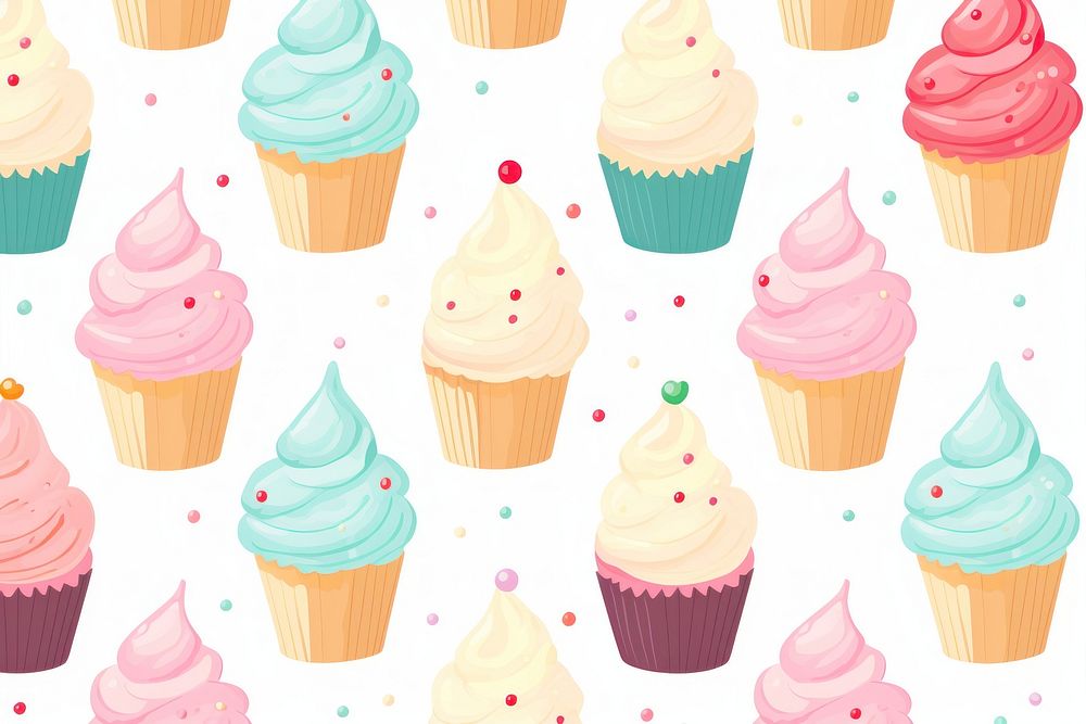 Cupcake backgrounds dessert pattern. AI generated Image by rawpixel.