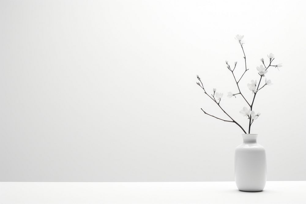 Minimal aesthetic line flower plant white. AI generated Image by rawpixel.
