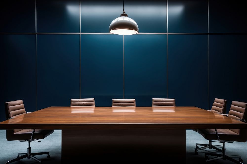 Conference table furniture lighting office. AI generated Image by rawpixel.