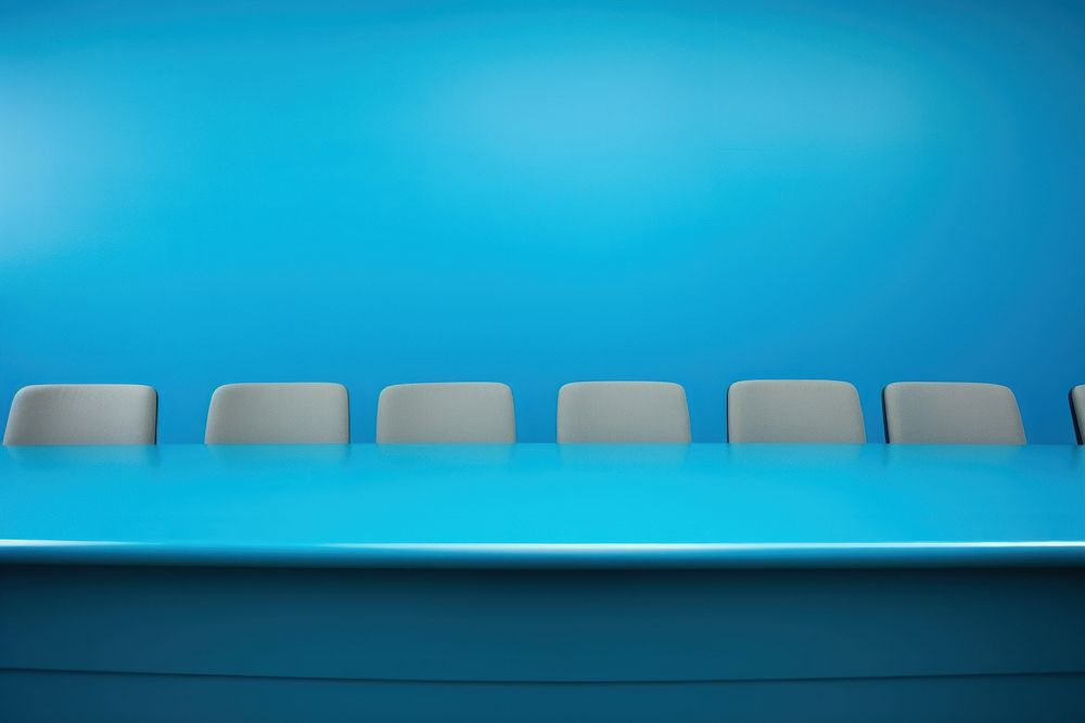 Conference table furniture turquoise absence. AI generated Image by rawpixel.