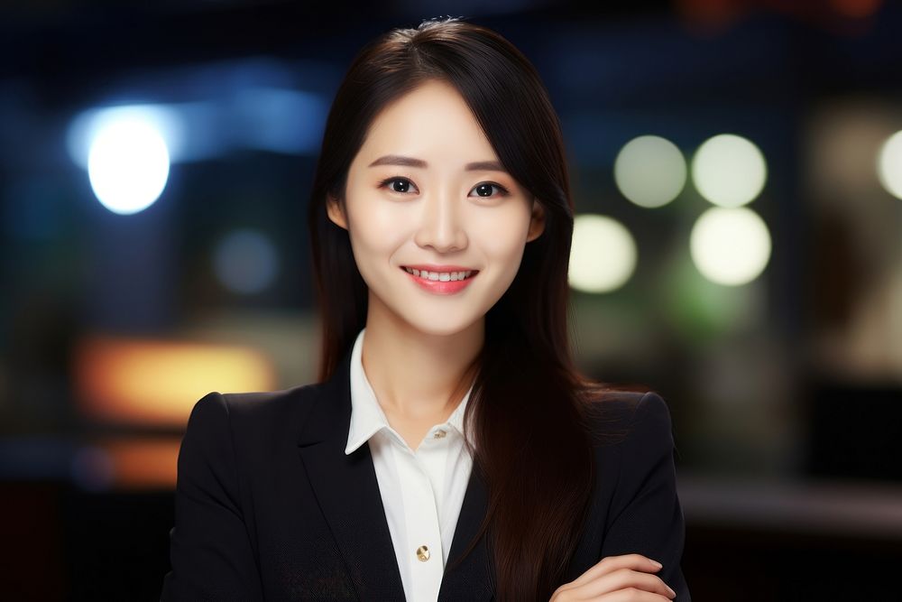 Chinese manager woman smiling adult smile. AI generated Image by rawpixel.
