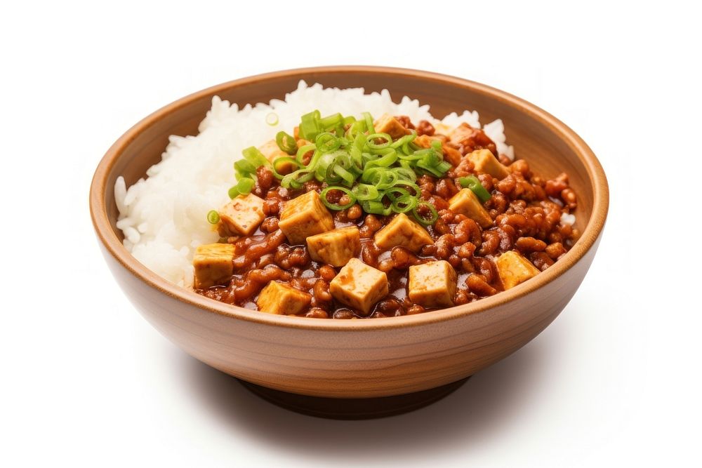 Mapo Tofu food rice bowl. AI generated Image by rawpixel.