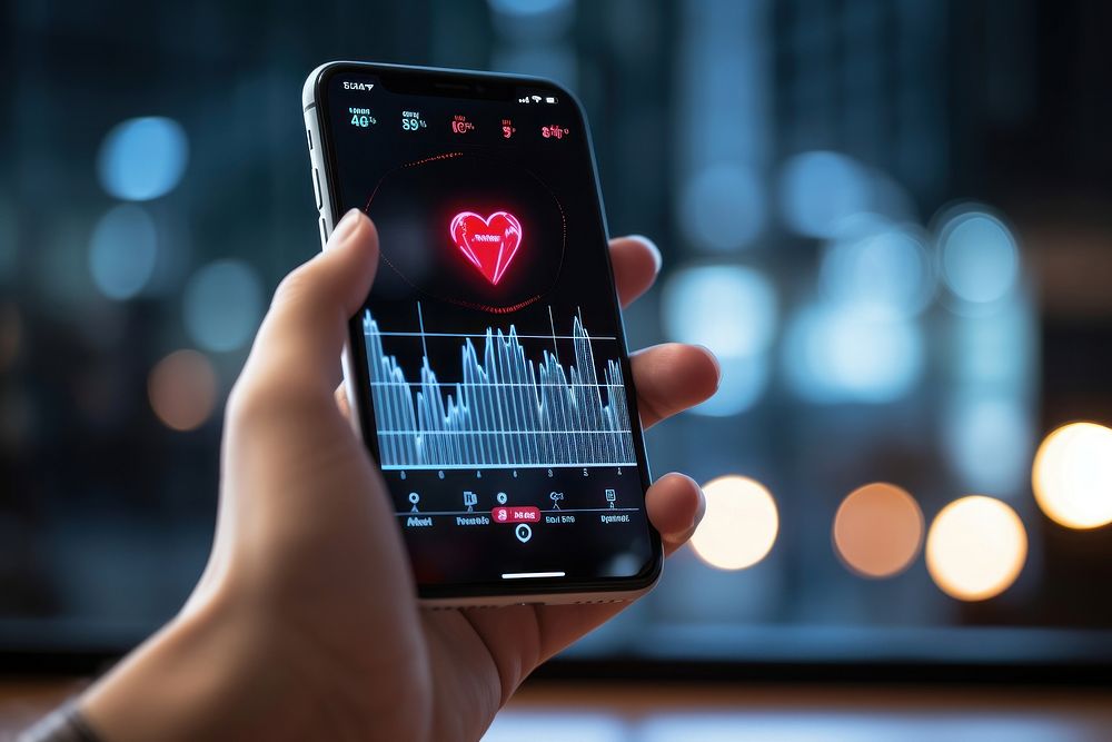 Heart rate graph electronics technology phone. AI generated Image by rawpixel.