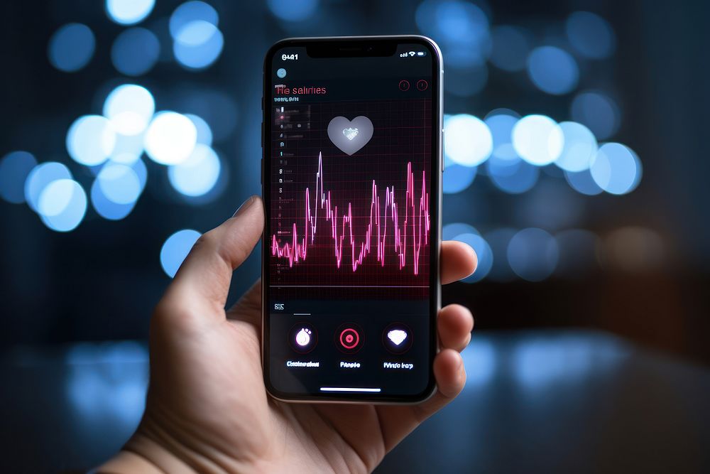 Heart rate graph electronics technology phone. AI generated Image by rawpixel.