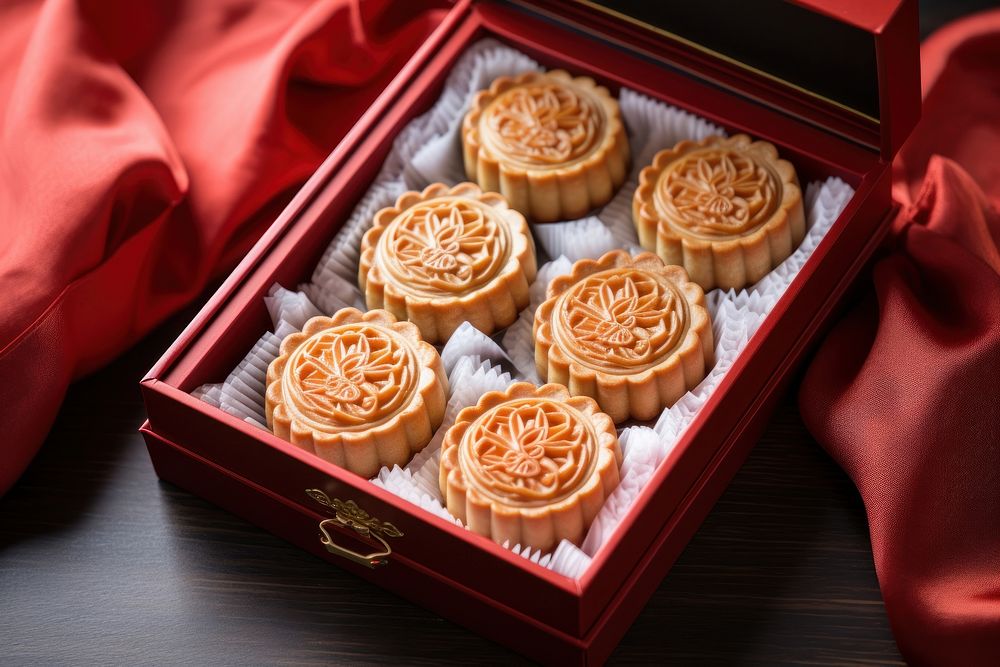 Mooncake box dessert food. AI generated Image by rawpixel.