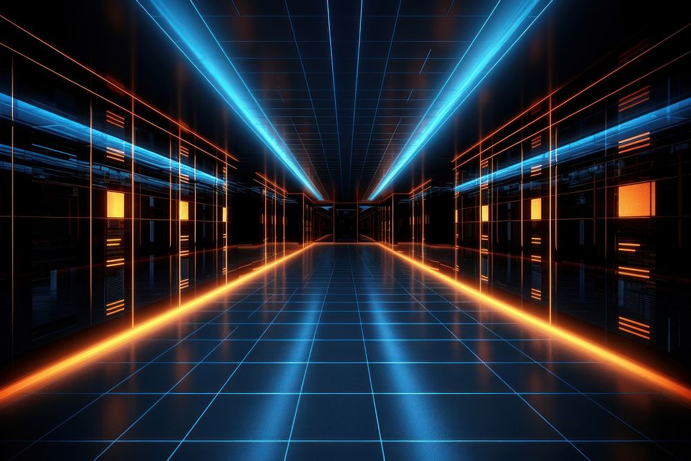 Server room architecture corridor light. AI generated Image by rawpixel.