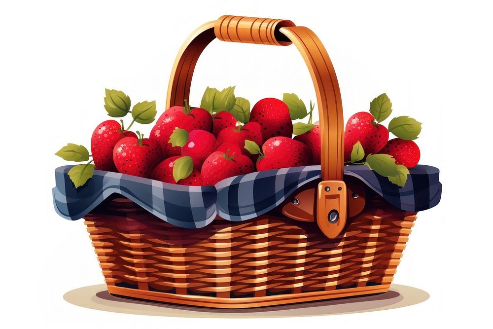 Picnic basket strawberry fruit plant. AI generated Image by rawpixel.
