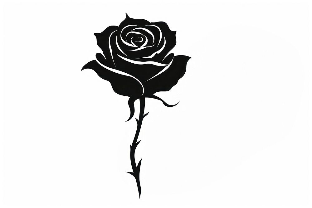 Rose silhoutte flower plant white. AI generated Image by rawpixel.