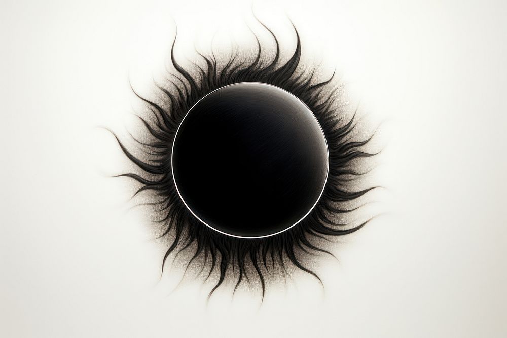 Solar eclipse monochrome eyelash circle. AI generated Image by rawpixel.