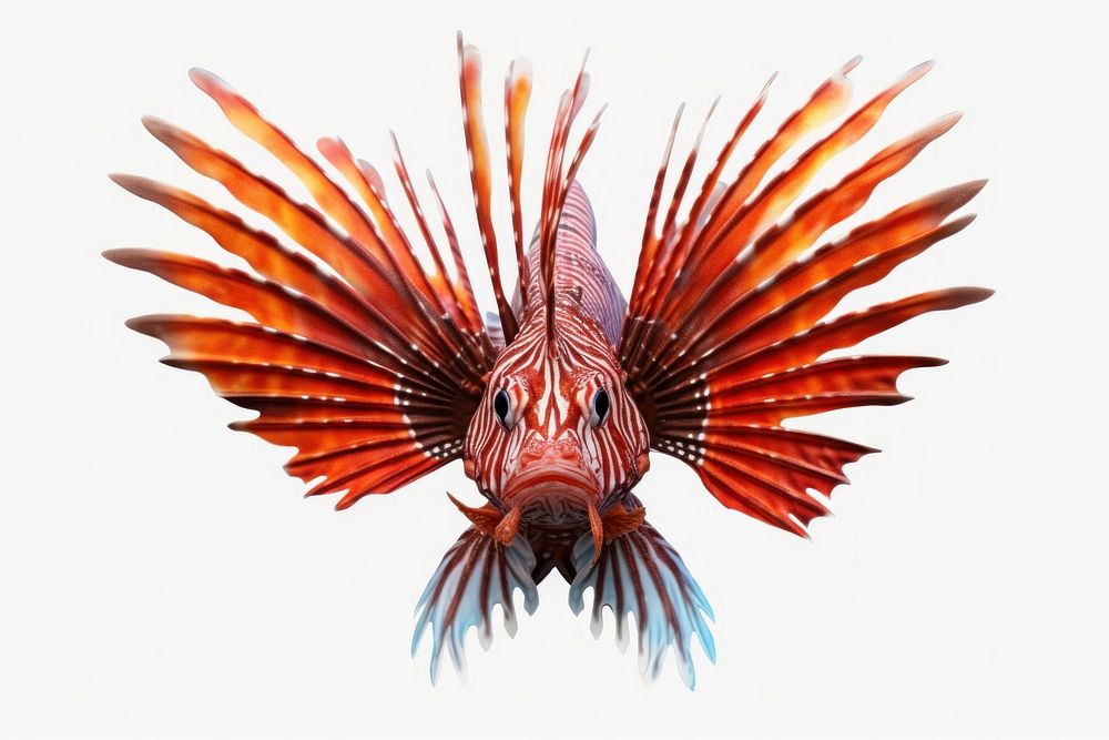 A Lion fish animal bird white background. AI generated Image by rawpixel.