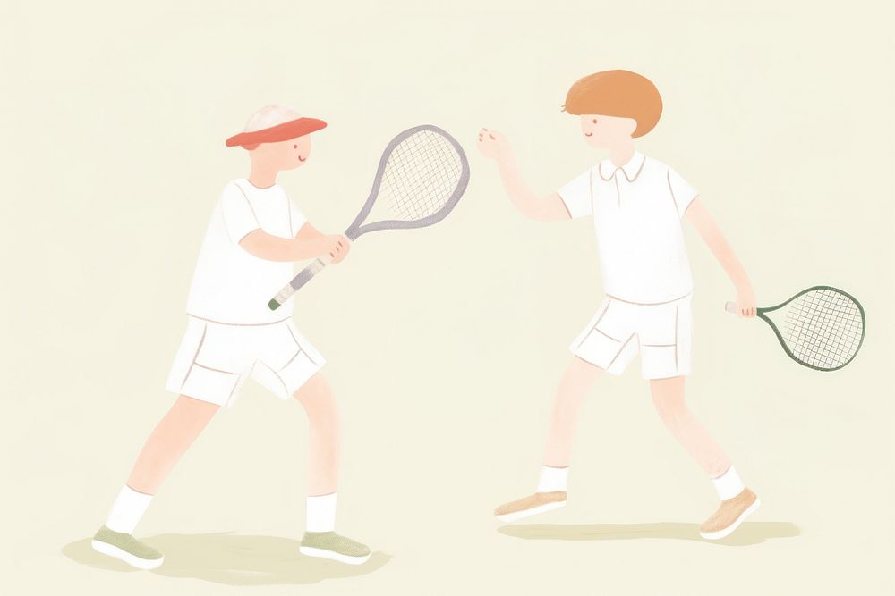 Two boys playing tennis sports racket child. AI generated Image by rawpixel.