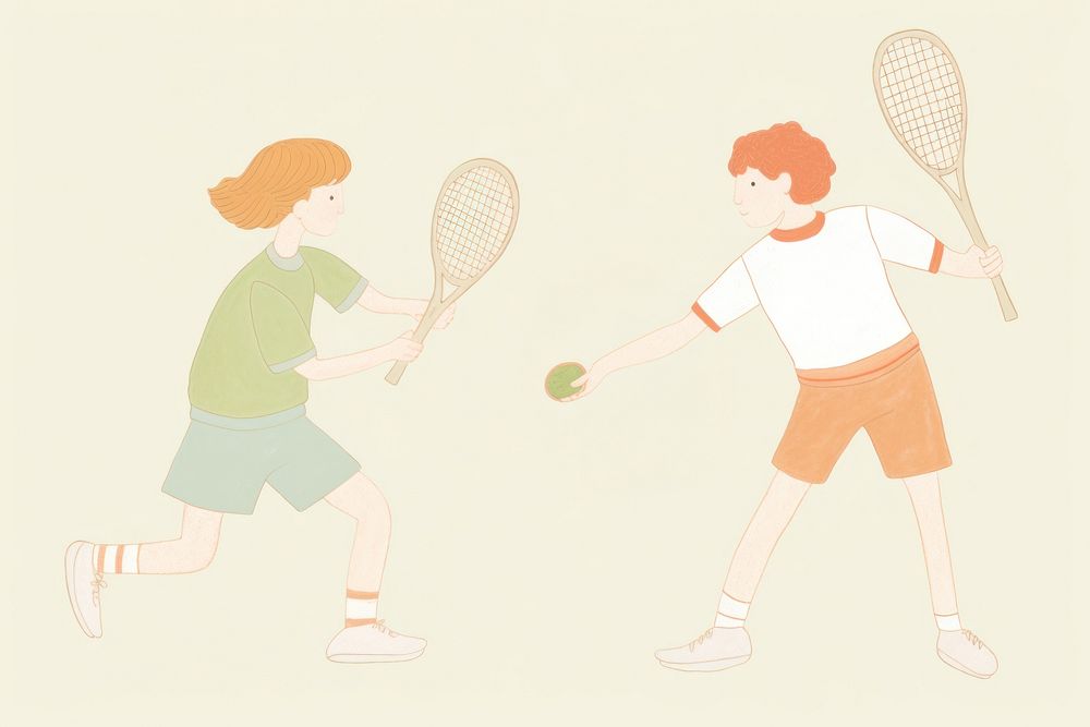 Two boys playing tennis sports racket shorts. AI generated Image by rawpixel.