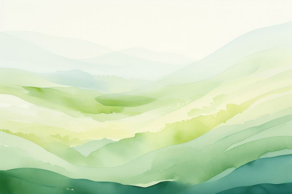 Aerial view of rolling agricultural land green landscape painting. AI generated Image by rawpixel.