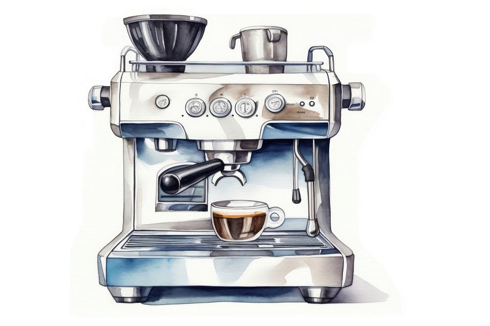 Espresso machine coffee cup white background. AI generated Image by rawpixel.