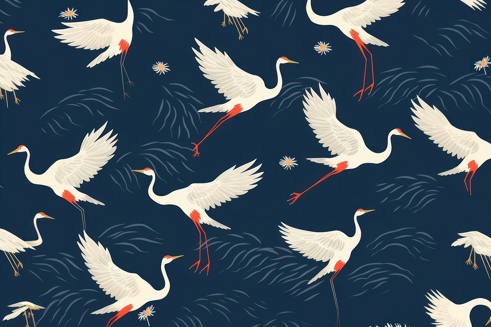 Crane bird backgrounds pattern animal. AI generated Image by rawpixel.