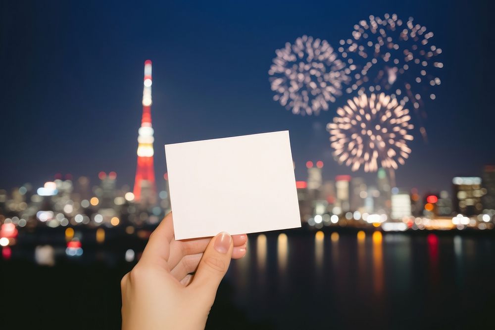 Tokyo tower paper architecture fireworks. 