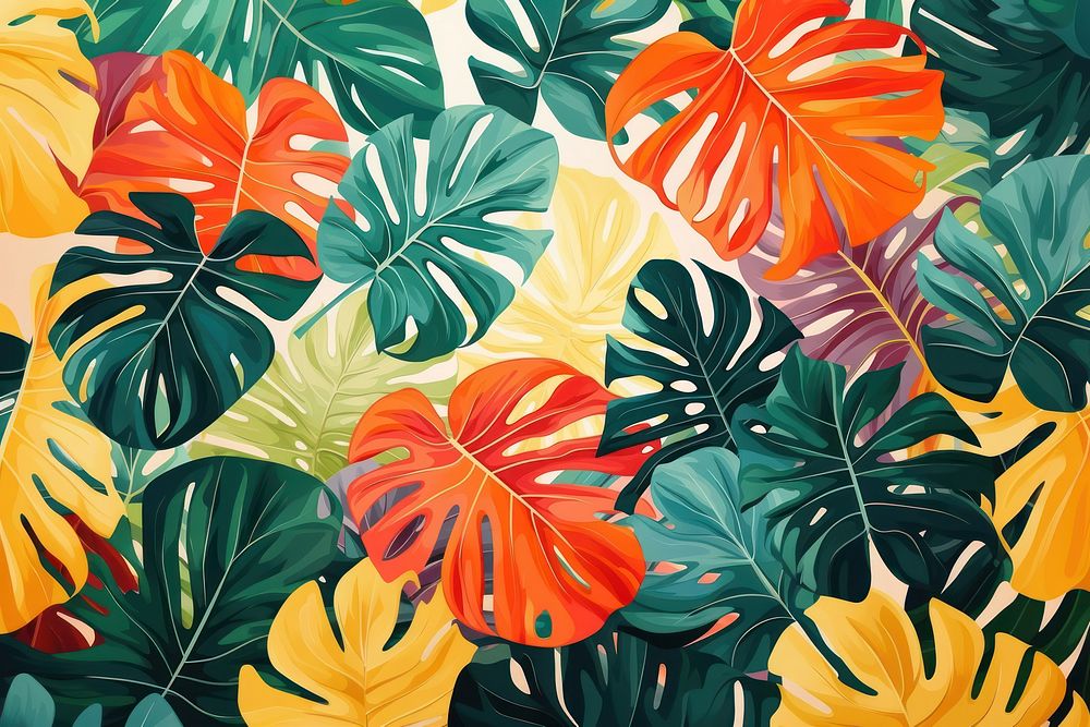 Tropical leaves pattern tropics plant. AI generated Image by rawpixel.