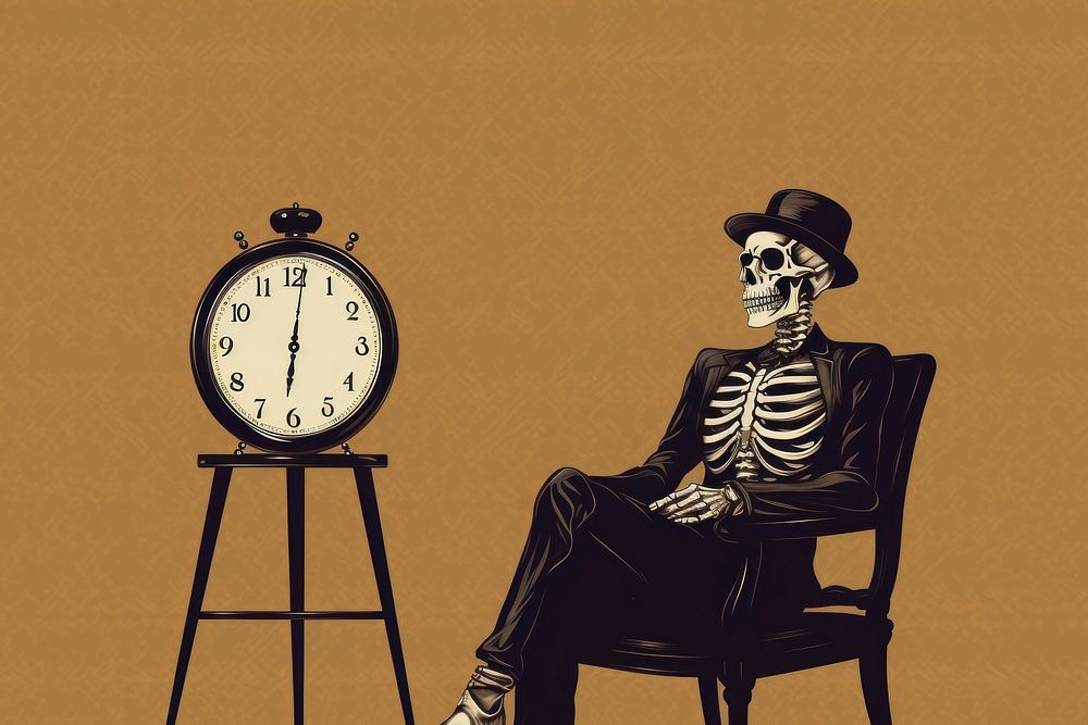 Skeleton clock chair adult. AI generated Image by rawpixel.