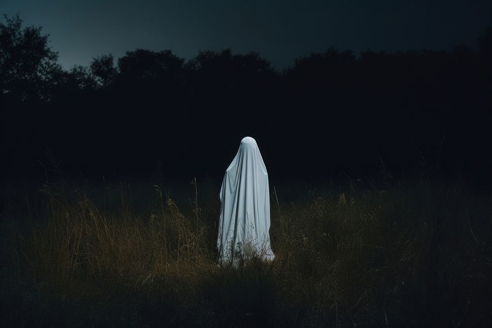 A white ghost outdoors horror nature. AI generated Image by rawpixel.