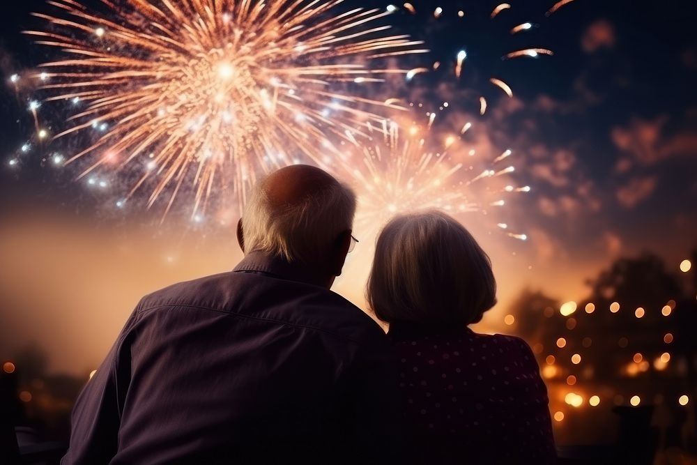 Couple fireworks night outdoors. AI generated Image by rawpixel.