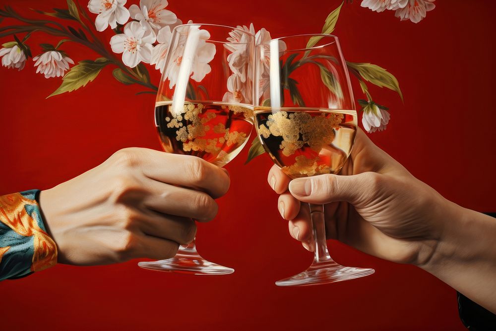 2 hands in Kimono toasting celebration drink glass. AI generated Image by rawpixel.
