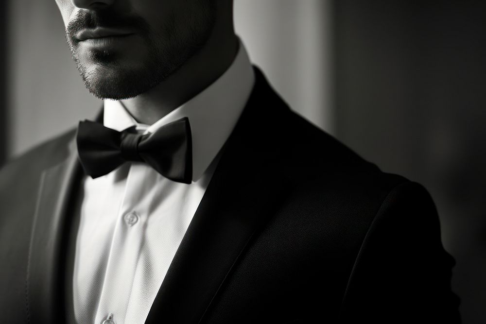 A bow tie tuxedo adult black. AI generated Image by rawpixel.