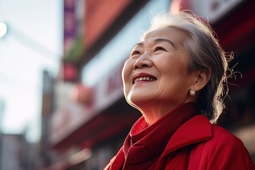 Chinese grandmother laughing adult smile. AI generated Image by rawpixel.