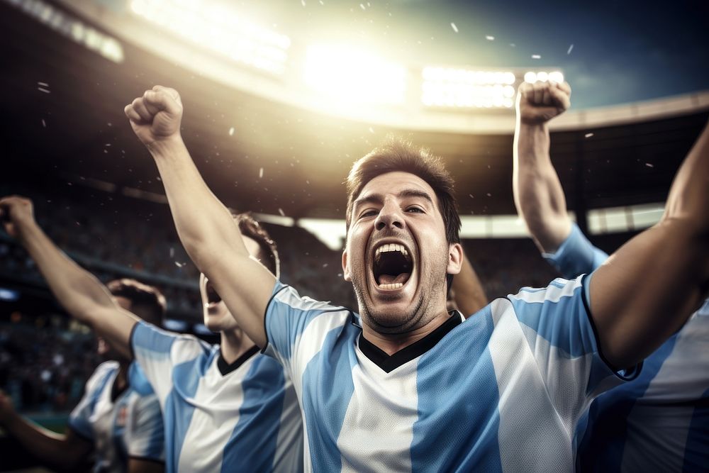 Champion celebration shouting stadium player. AI generated Image by rawpixel.