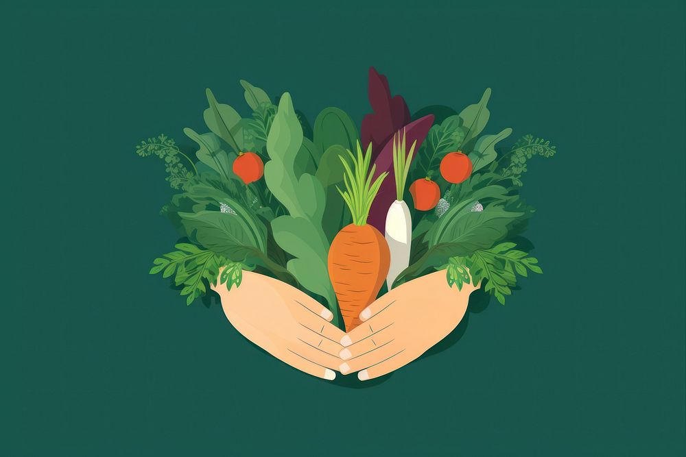 Hands holding and hugging vegetables green graphics organic. AI generated Image by rawpixel.