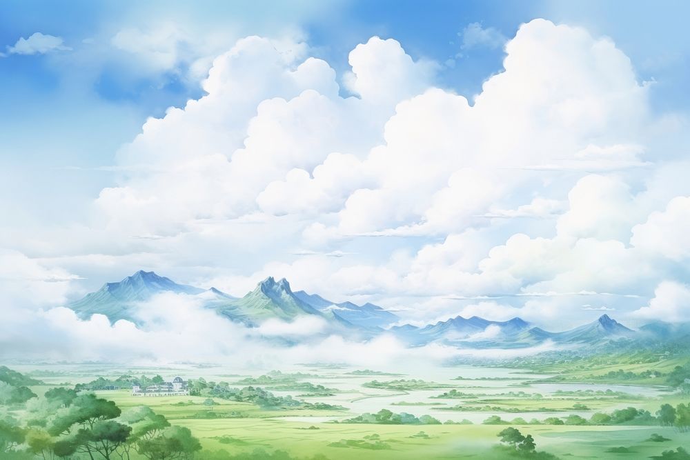 Scenery landscape cloud sky. AI generated Image by rawpixel.